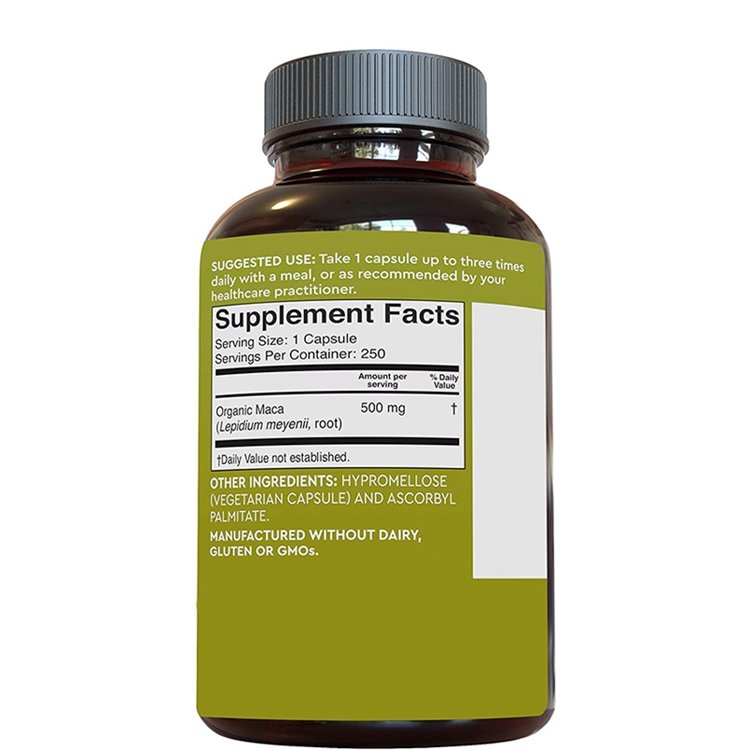 Maca 250 Veggie Capsules Sexual Well-Being Antioxidant Gelatinized