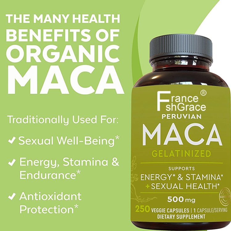 Maca 250 Veggie Capsules Sexual Well-Being Antioxidant Gelatinized