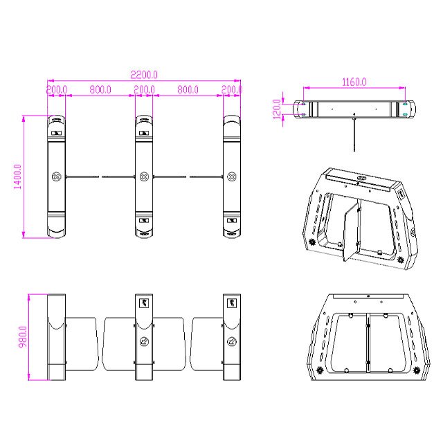 Automatic gate Entrance And Exit Gate Card Swipe Machine Turnstile for Amusement Park