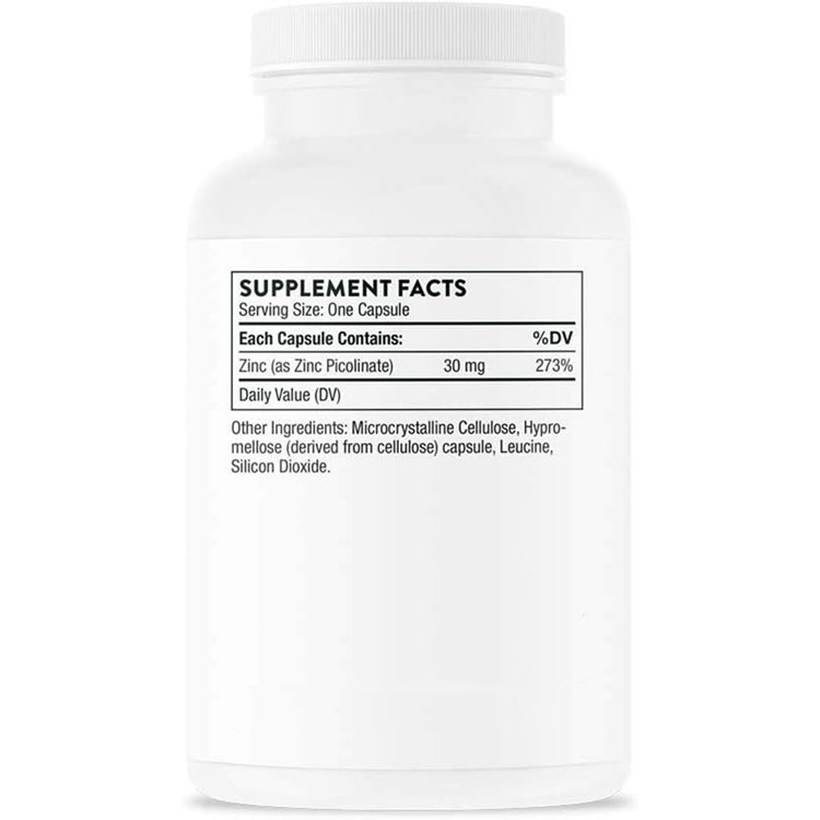 Well-Absorbed Zinc Supplement for Growth and Immune Function 180 Capsules Zinc Picolinate 30 mg