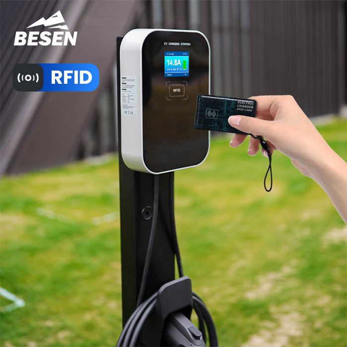 BESEN 3phase 380V SWIPE CARD OCPP EV WALLBOX 32A 22kW RFID ELECTRIC VEHICLE CHARGER for electric cars