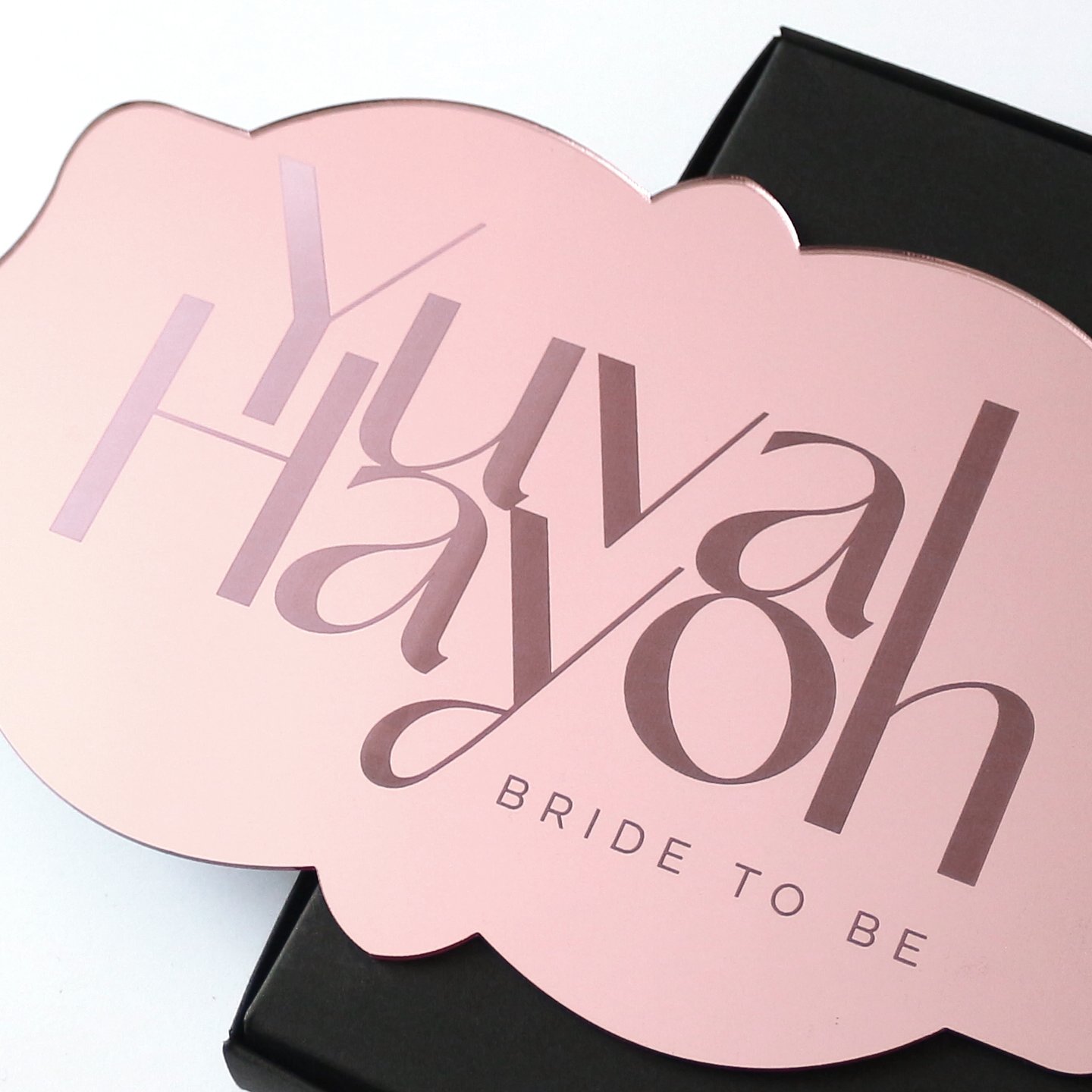 New Small Advertising Signs Rose Gold Mirror Acrylic Engraved Name Hotel Dinner Plate Decorative Acrylic Cards