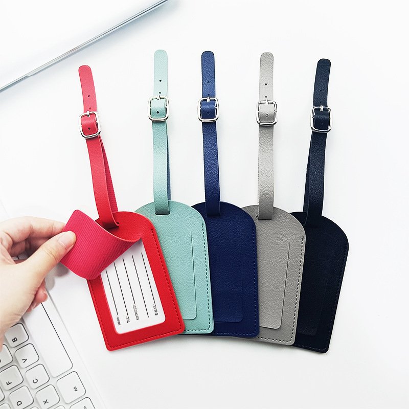 Flip-top Thickened Leather PU Luggage Tag Thickened PU Leather Boarding Pass Bag
