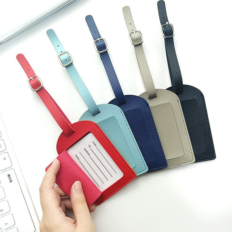 Flip-top Thickened Leather PU Luggage Tag Thickened PU Leather Boarding Pass Bag