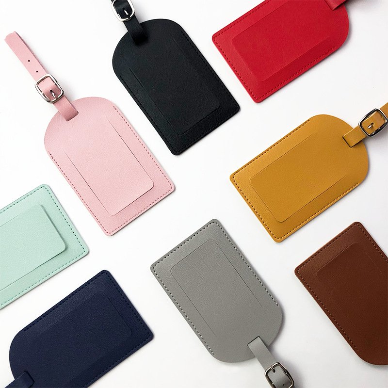 Flip-top Thickened Leather PU Luggage Tag Thickened PU Leather Boarding Pass Bag