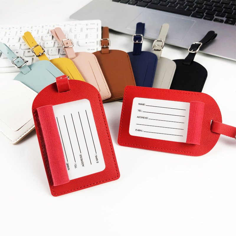 Flip-top Thickened Leather PU Luggage Tag Thickened PU Leather Boarding Pass Bag