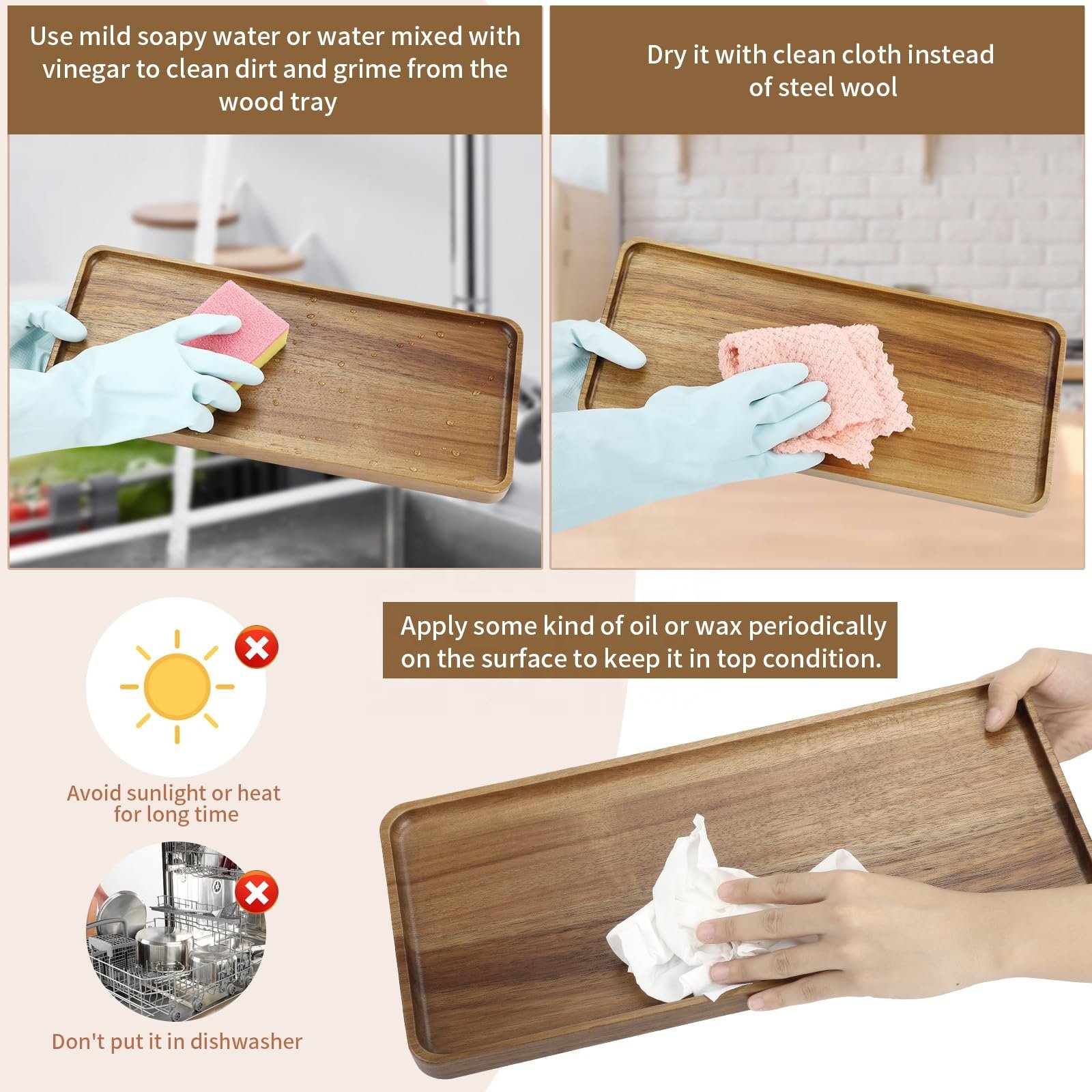 Wholesale custom modern home high quality solid wood cheese fruit service tray durable wood serving tray