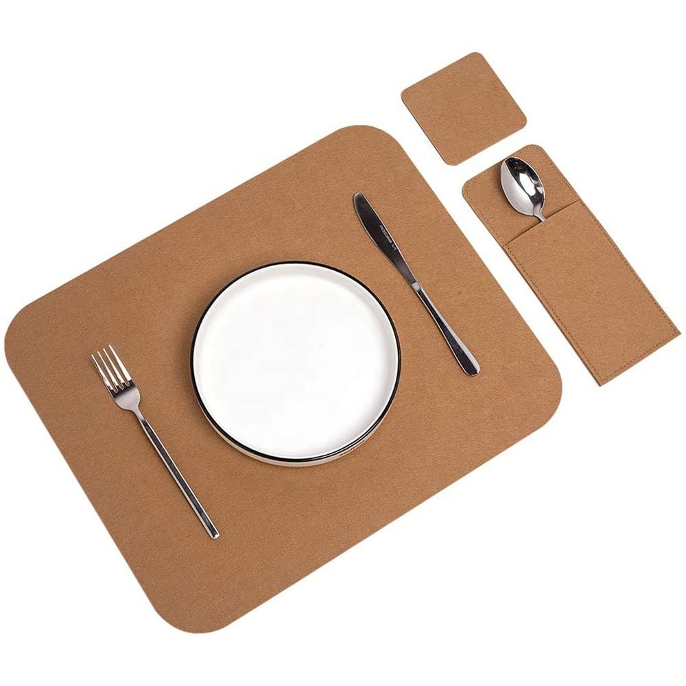 Upin 3mm die cut place mats for dinning table square black coaster felt placemat