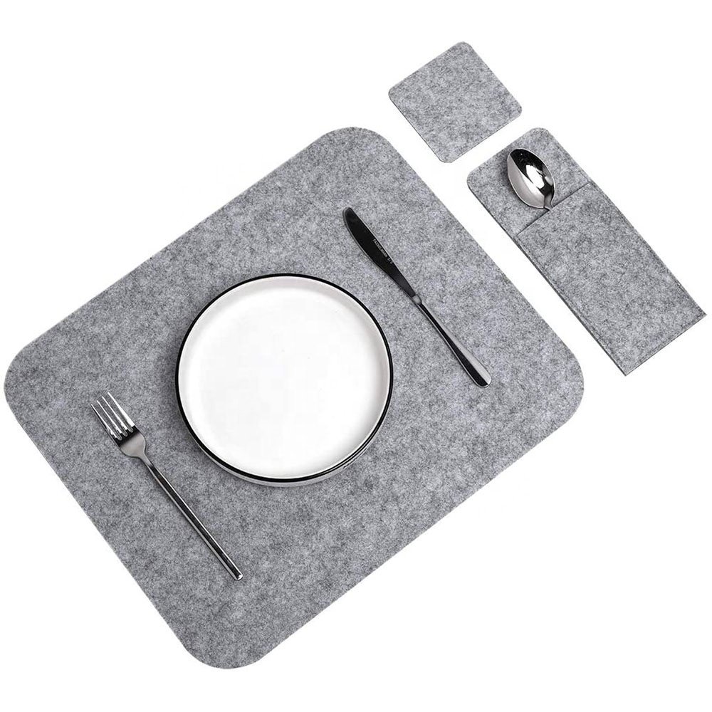 Upin 3mm die cut place mats for dinning table square black coaster felt placemat