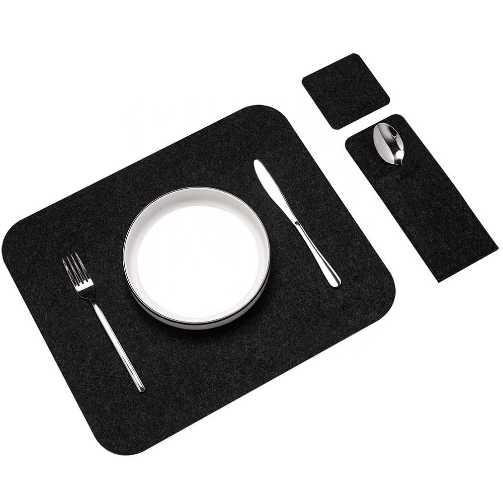 Upin 3mm die cut place mats for dinning table square black coaster felt placemat