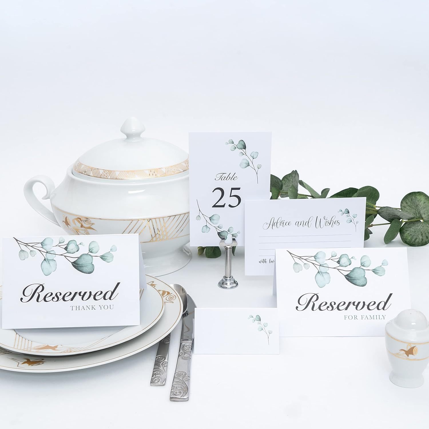 Wedding Table Numbers Cards 1-25 with Head Table Numbers Greenery Eucalyptus Double Sided Table Numbers for Wedding Reception