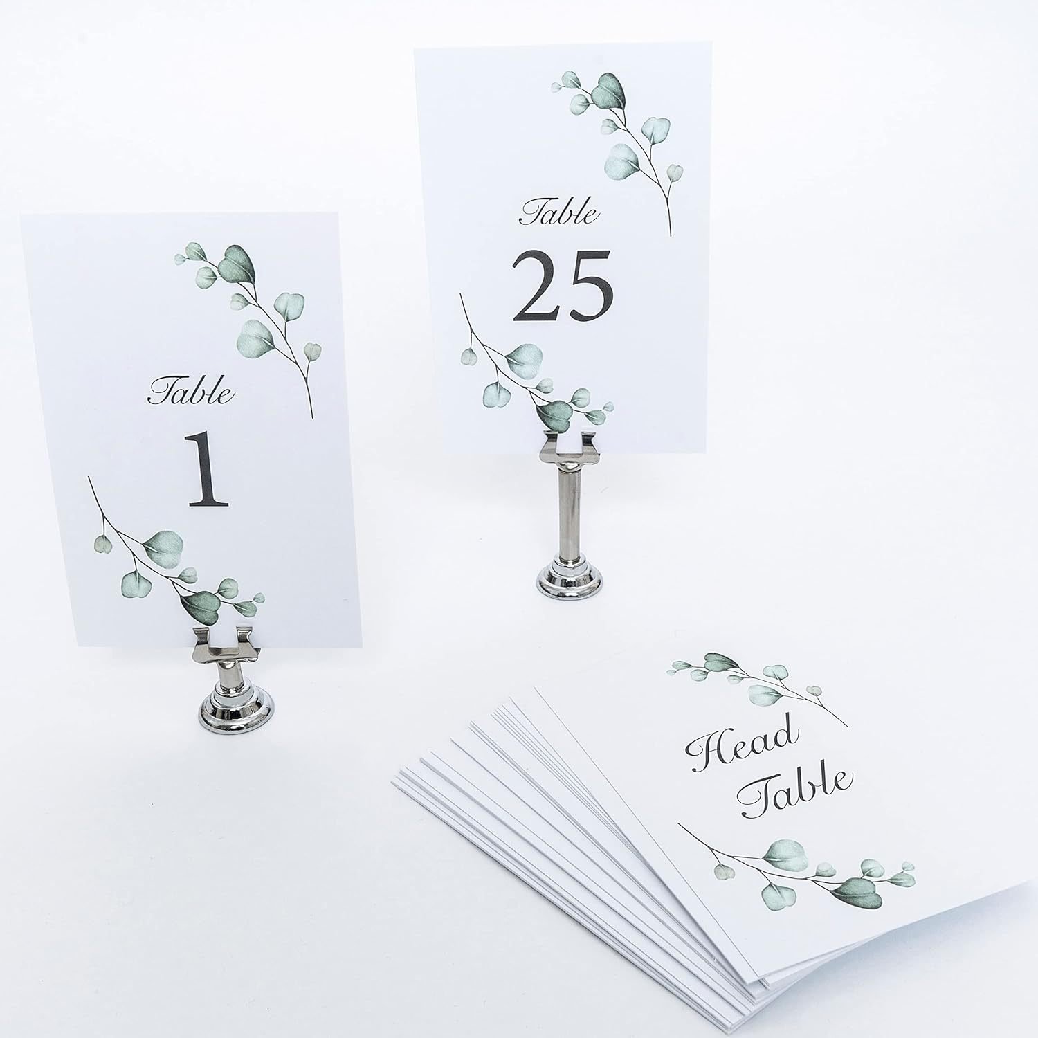 Wedding Table Numbers Cards 1-25 with Head Table Numbers Greenery Eucalyptus Double Sided Table Numbers for Wedding Reception