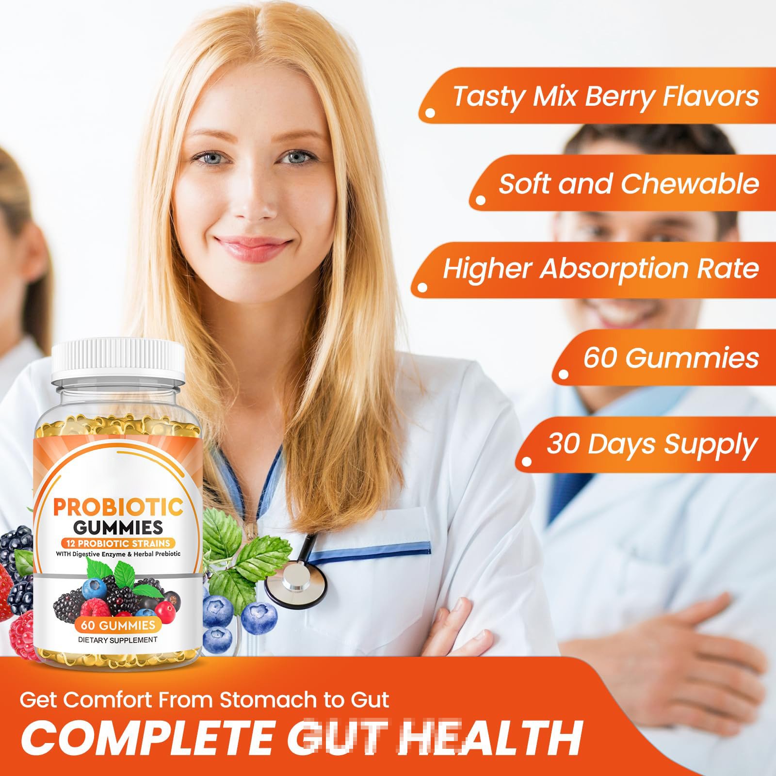 OEM ODM Private Label Daily Probiotic Gummies for Women And Men Extra Strength 5 Billion CFU Daily Probiotics Gummy