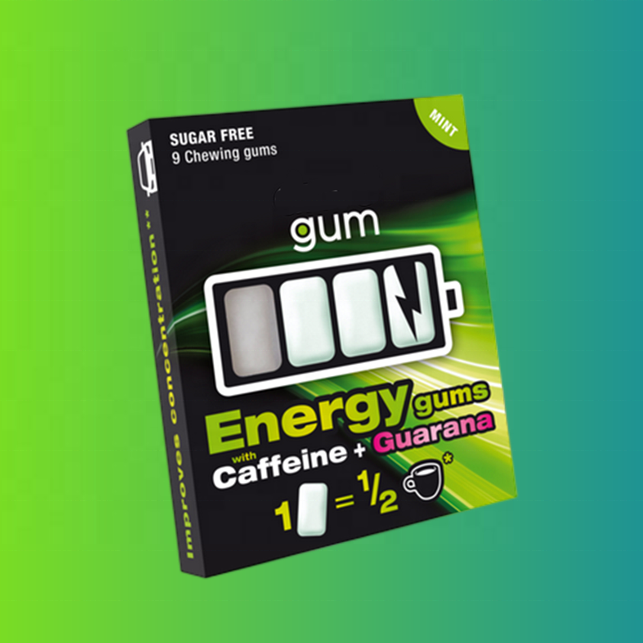 xylitol caffeinated guarana chewing gum functional spearmint flavor chewing gum