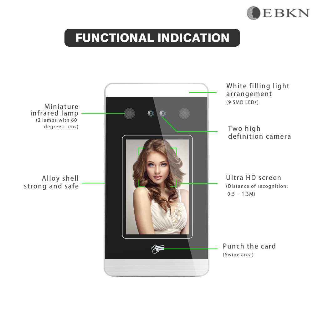 EBKN Multi Language Cloud Attendance Machine Face Recognition Time Attendance Access Control For Free SDK