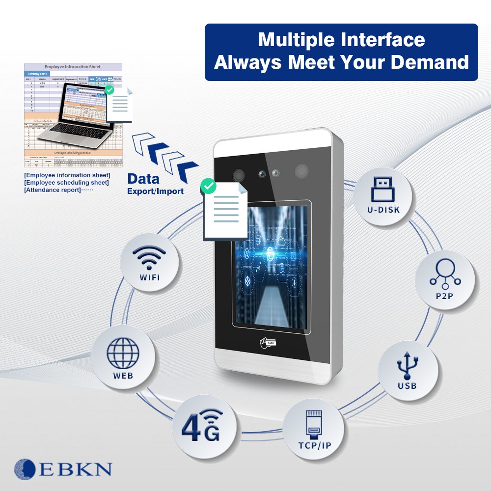 EBKN Multi Language Cloud Attendance Machine Face Recognition Time Attendance Access Control For Free SDK