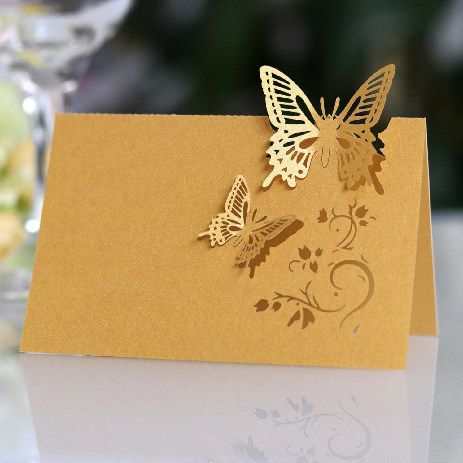 Laser Hollow Seat Three-Dimensional Butterfly Wedding Sign-In Table White Card Shenzhen Wholesale