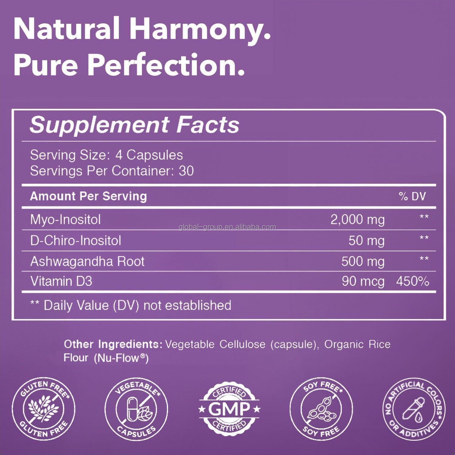 Private Label PCOS Supplement for Women Hormone Balance Myo-Inositol D-Chiro Inositol Capsules