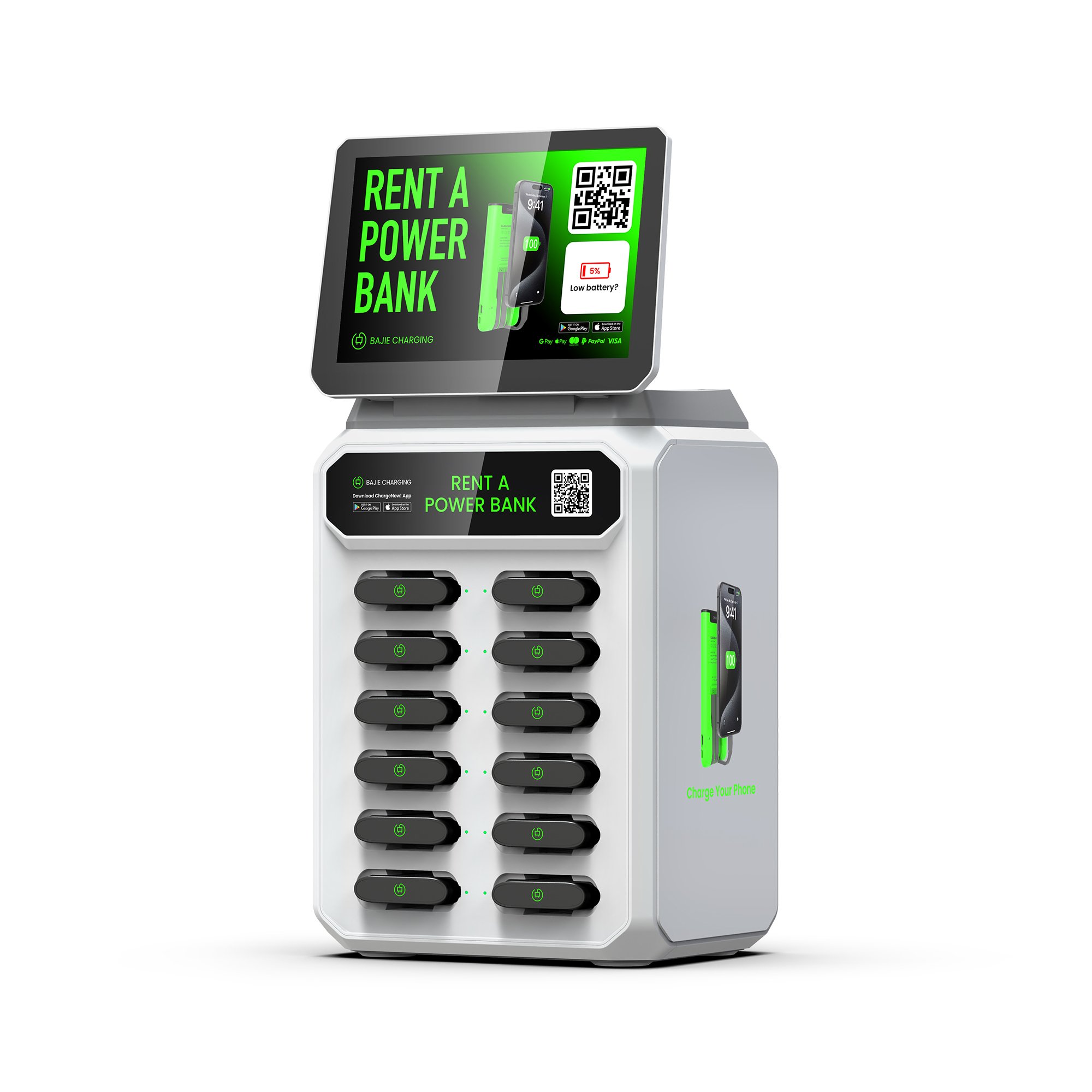 12 Slots Mobile Phone Sharing Power Bank Chargers Station 4G Rental For Vending Machine 6000mAh Battery