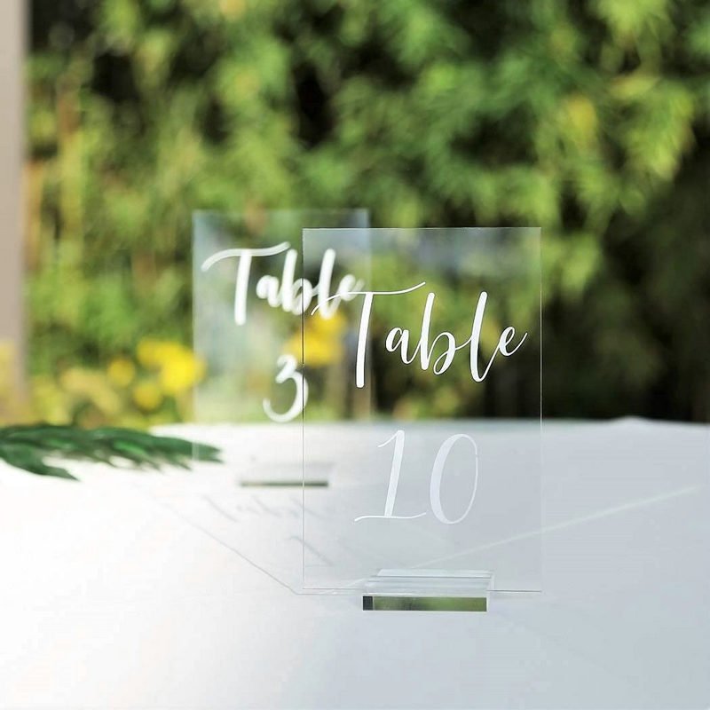 Custom Stable Wedding Restaurant Acrylic Place Cards & Table Numbers