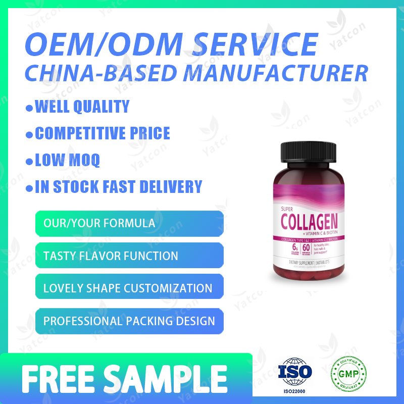 Private Label Collagen Peptides Tablets Vitamin C Biotin Promotes Healthy Hair Beautiful Skin Nail Support Dietary Supplement