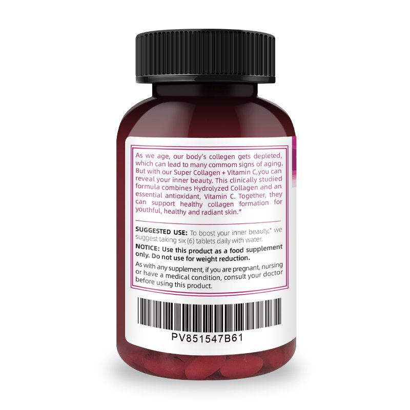 Private Label Collagen Peptides Tablets Vitamin C Biotin Promotes Healthy Hair Beautiful Skin Nail Support Dietary Supplement