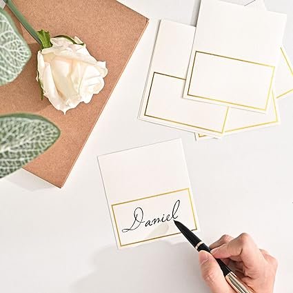 Custom Gift Cards Place Cards for Table Setting with Gold Foil Border Thank You Cards for Weddings Dinner Parties Banquets