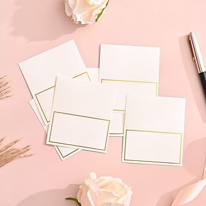 Custom Gift Cards Place Cards for Table Setting with Gold Foil Border Thank You Cards for Weddings Dinner Parties Banquets