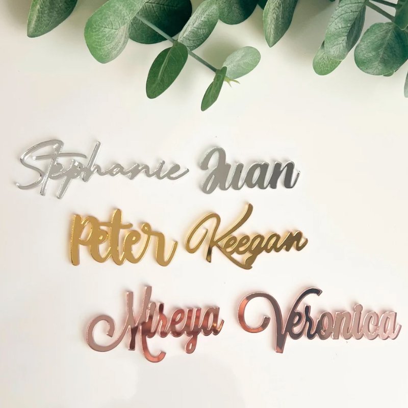 Personalized Alphabet Letters Acrylic Wedding Name Place Card Holder Custom Name Tag Settings Guest Names Escort Cards
