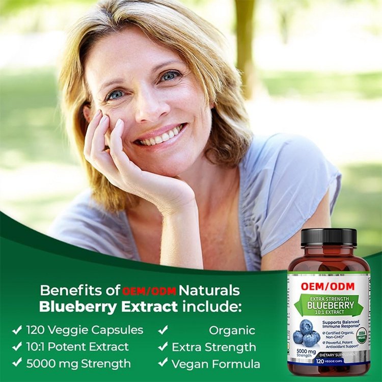All-Natural 100% Vegetarian Organic Blueberry Extract 120 Vegan Capsules Concentrated and Standardized 10X Whole Fruit Extract