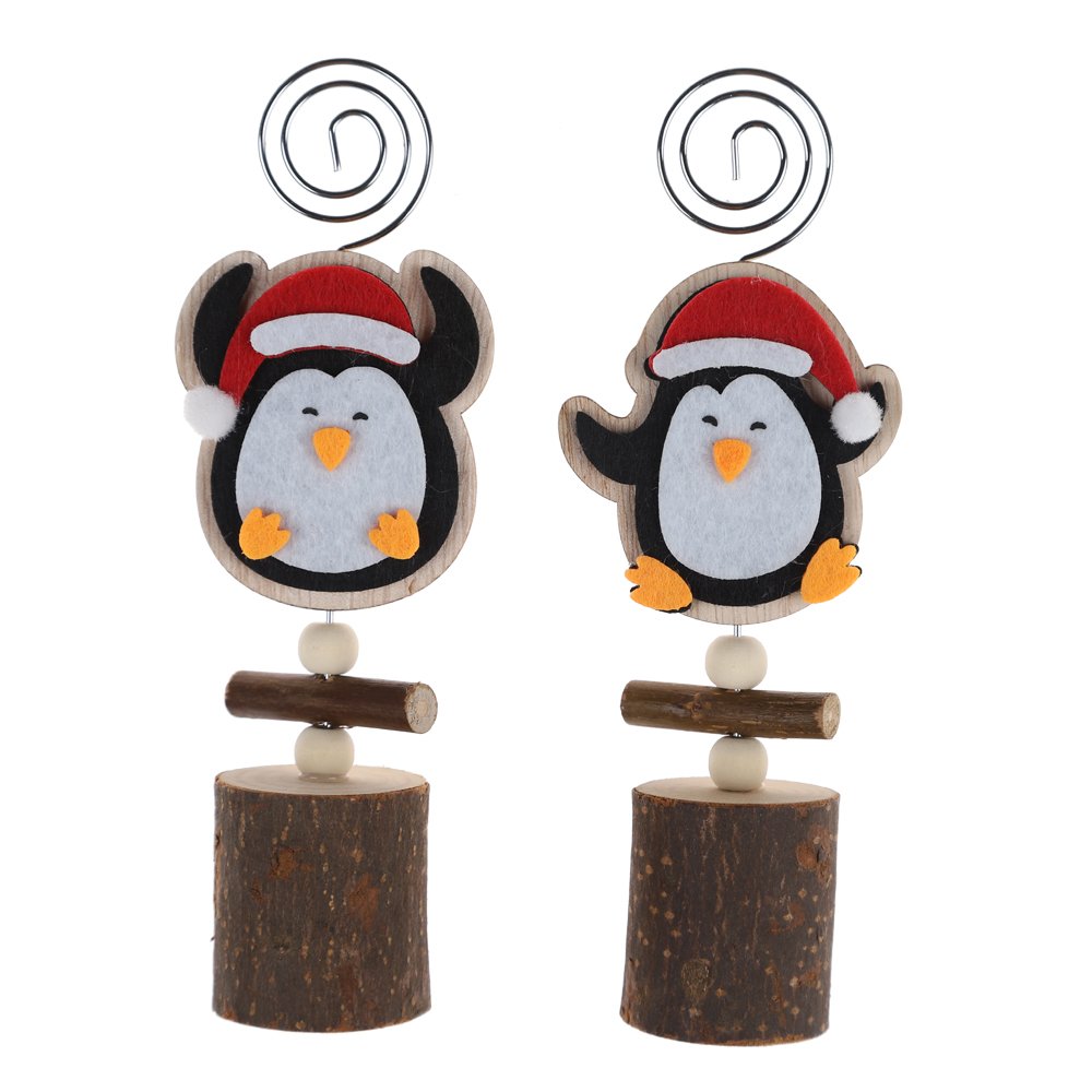 Factory Wholesale Christmas Animal Design Memo Clip Wood Base Christmas Decoration Photo Card Stand