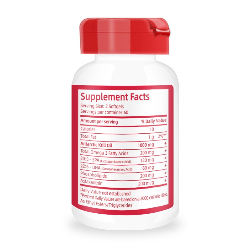 Antarctic Krill Oil 1000 mg with Omega-3s EPA, DHA, Astaxanthin and Phospholipids 120 Softgels
