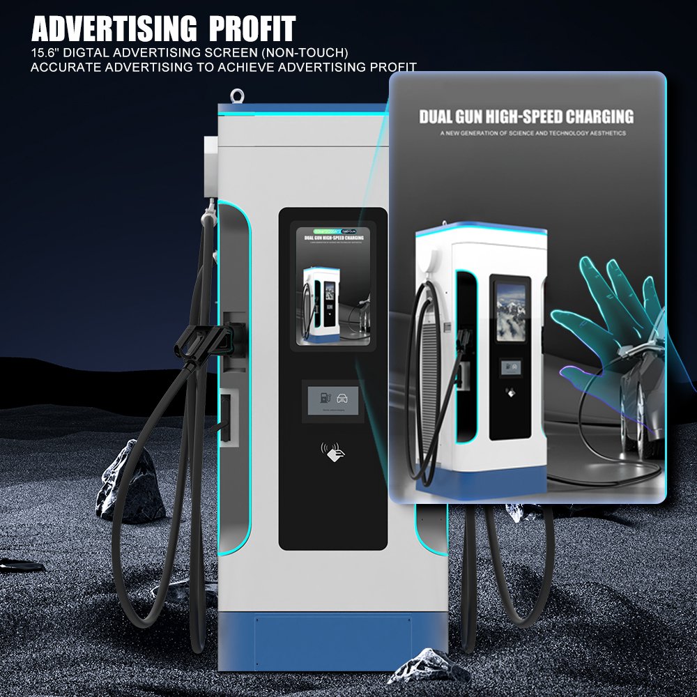 Advertising Screen Double Gun China NECS OEM ODM Display Screen CCS1 OCPP1.6 SECC US 120KW for Commercial DC Charging Station