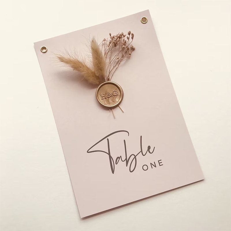 Dried Flowers Blush Pink Wedding Seating Table Names Card Number Place Cards