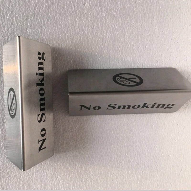 Stainless steel no-smoking table sign, no-smoking sign, No- smoking sign in restaurants and hotels