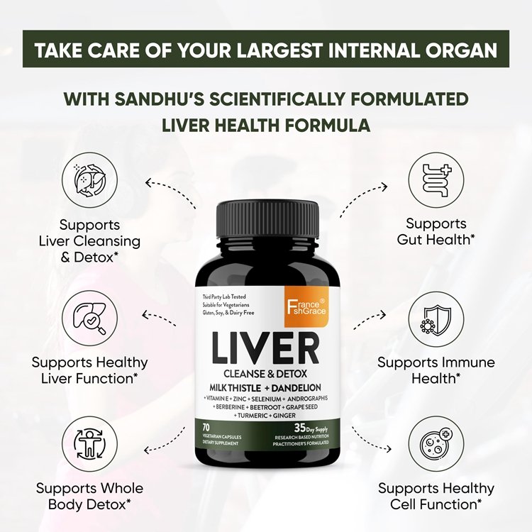 70 Capsules Herbal Supplement Milk Thistle Dandelion Root with 9 Minerals for Liver Renew Cleanse Detox Repair