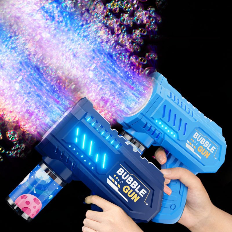 OEM Wholesale Outdoor Toy Plastic Electric Automatic Blowing Bubble Light Up Blower Blaster Bubbles Toys Kids Bubble Gun