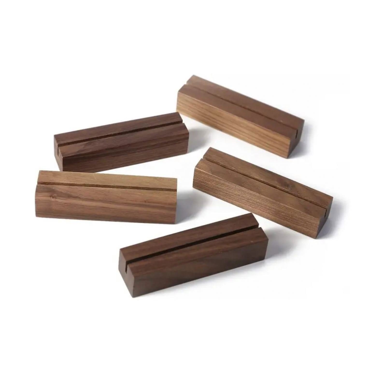 Walnut Wood Table Numbers Display Place Card Holder Stands Wooden Stand Display
