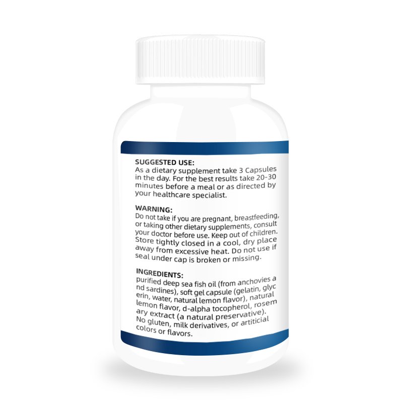 Omega 3 Fish Oil High EPA 1200mg + DHA 900mg Triple Strength Burpless Softgels (120 Soft Gels)