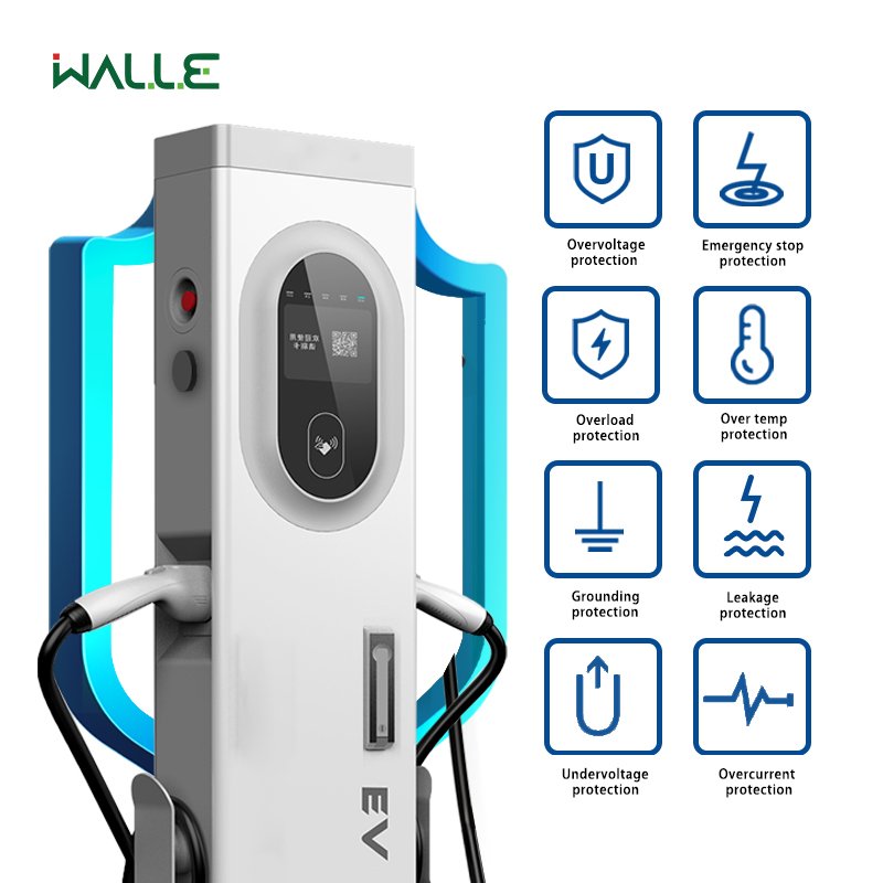 Electric Vehicle Commercial Charging Station EV Charging Pile 3Phase Floor Mount Type 2 32A Dual 22KW EV Charger With RFID Card
