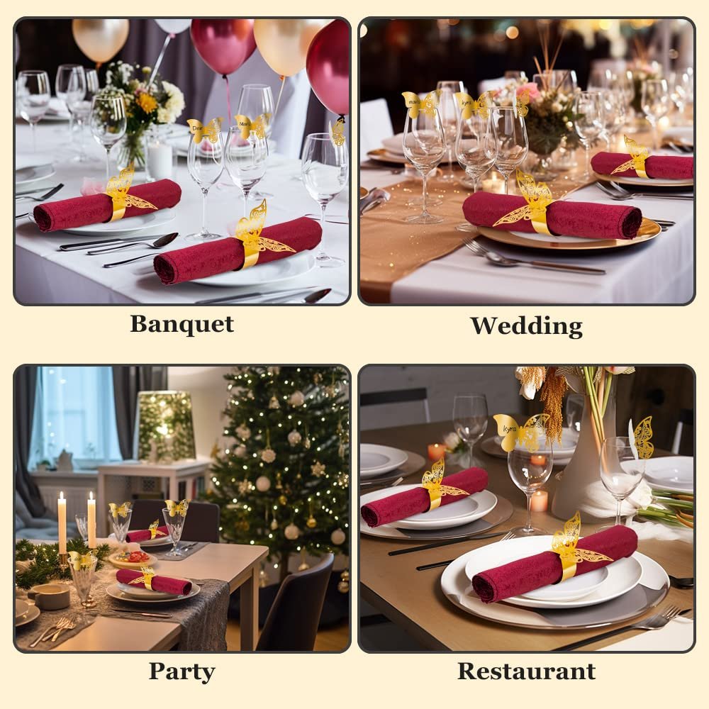 Napkin Rings Butterfly Paper Napkin Holder with Table Number Place Card Name Card for Wedding Party Cup Decoration