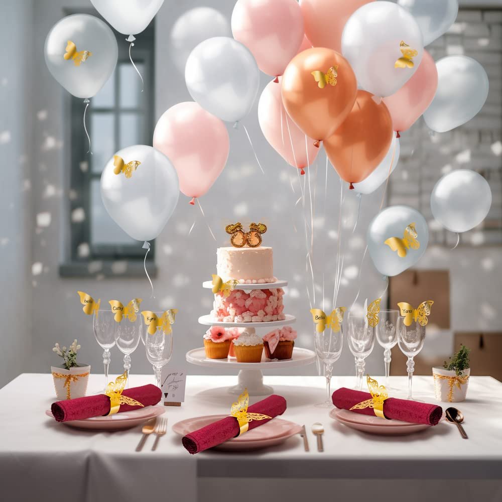 Napkin Rings Butterfly Paper Napkin Holder with Table Number Place Card Name Card for Wedding Party Cup Decoration