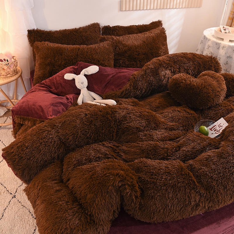 Thickened mink velvet four-piece set, Farai velvet, golden velvet, milk velvet quilt cover, bed sheet, cross-border bedding