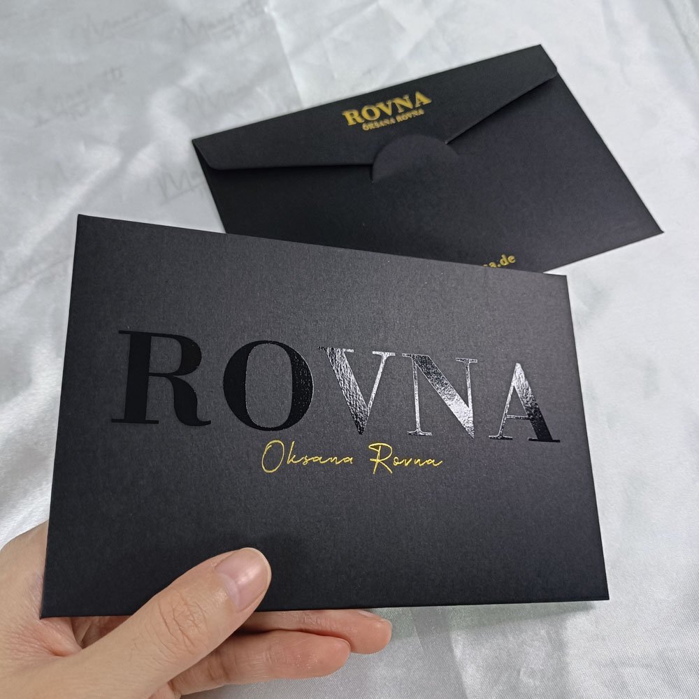 Popular Gold Foil Mini Greeting Cards Custom Paper Printing Post Cards With Envelope Customer Thank You card With Logo