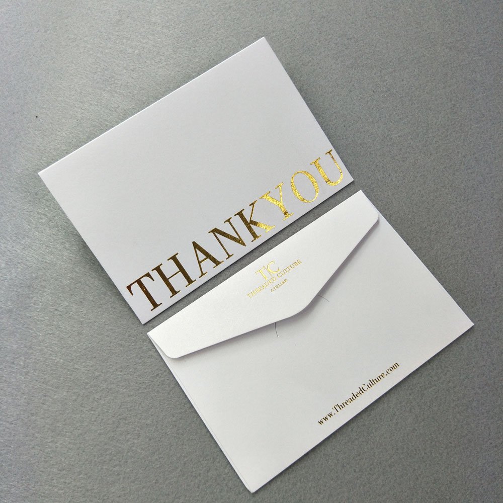 Popular Gold Foil Mini Greeting Cards Custom Paper Printing Post Cards With Envelope Customer Thank You card With Logo