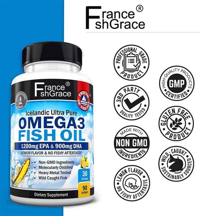 Icelandic Ultra Pure Lemon Flavor No Fishy Aftertaste Omega3 Fish Oil 90 Softgels Non-Gmo Ingredients Dietary Supplement