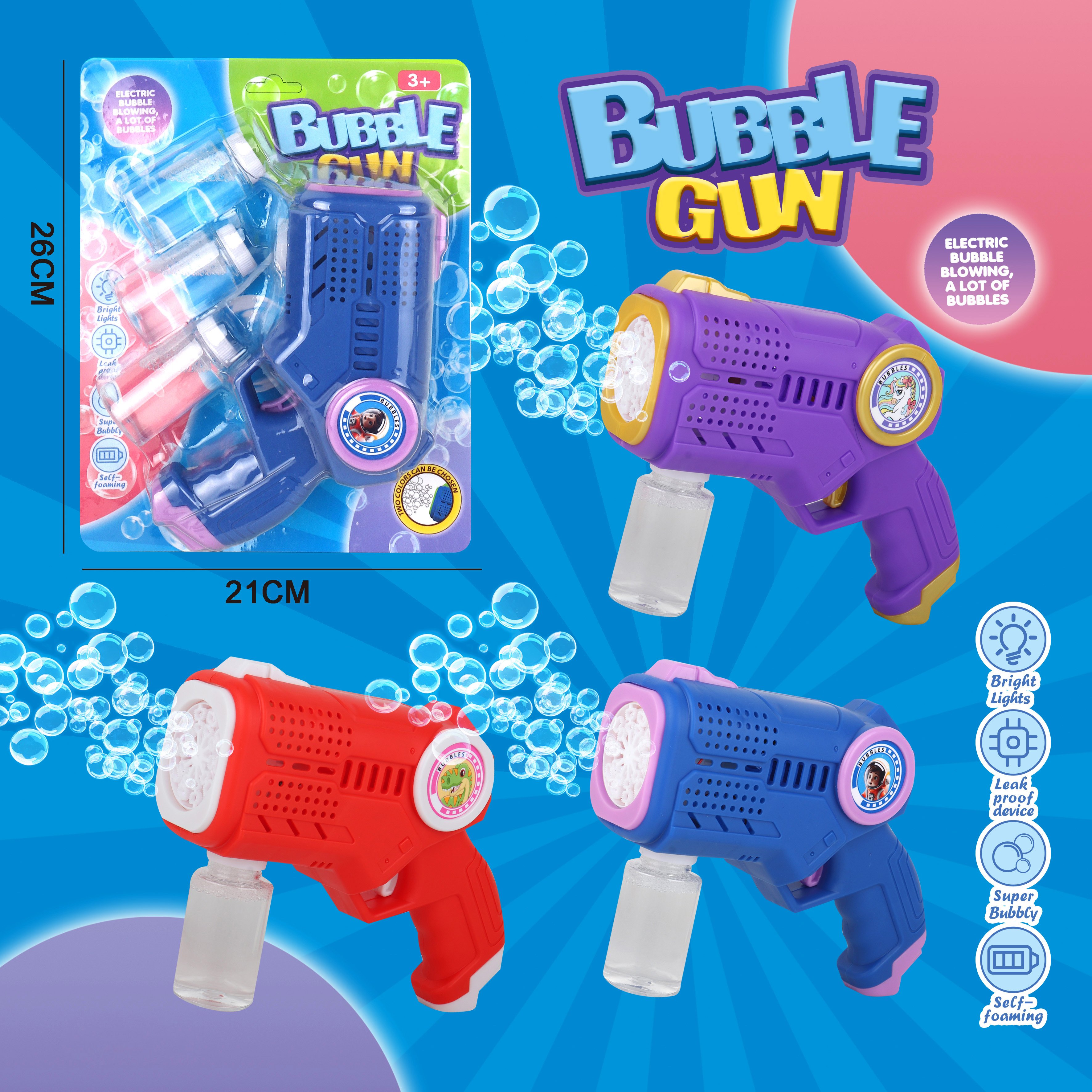 New 20 Holes Light-up Bubble Gun Toy Customized Electric Machine Soap Bubbles Magic Outdoor Automatic Bubble Gun for Kids