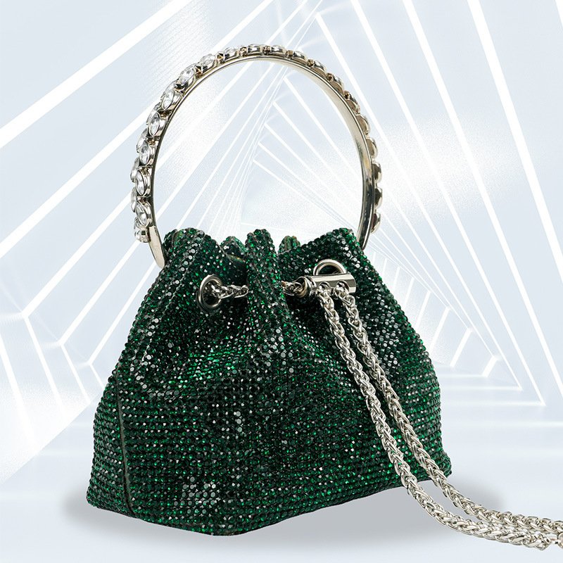 2024 New Sequin Decorative Bucket Bag Fashion One Shoulder Underarm Korean Handheld Women's Bag
