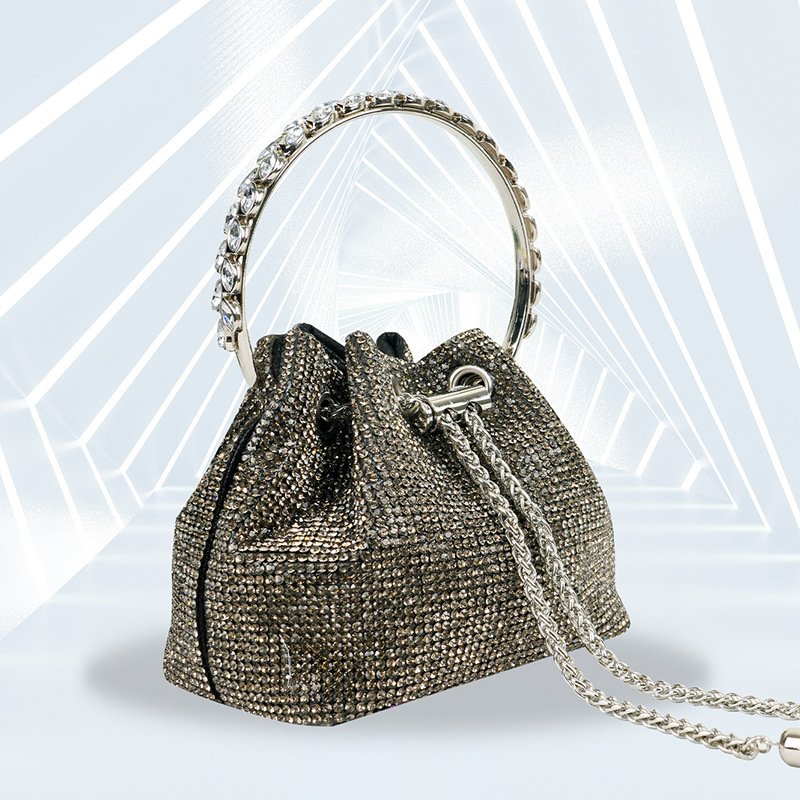 2024 New Sequin Decorative Bucket Bag Fashion One Shoulder Underarm Korean Handheld Women's Bag
