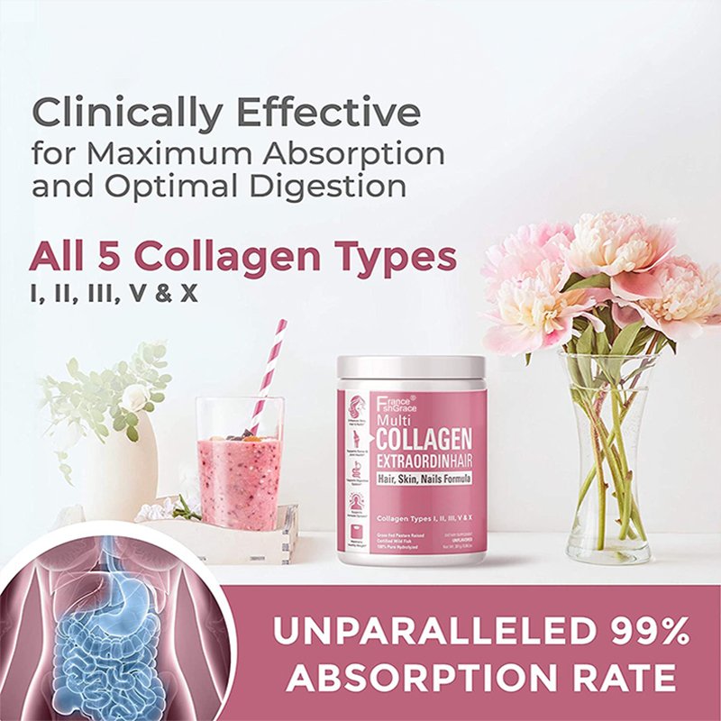 Customer Private labels logo healthcare Proteins Collagen Peptides Powder with Hyaluronic Acid and Vitamin C